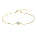 Minimalist fashion body chain jewelry single cubic zirconia brass gold plated foot jewelry anklets women
